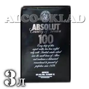 Водка Абсолют Блэк 100 (Absolut 100) 3 л в тетрапаке